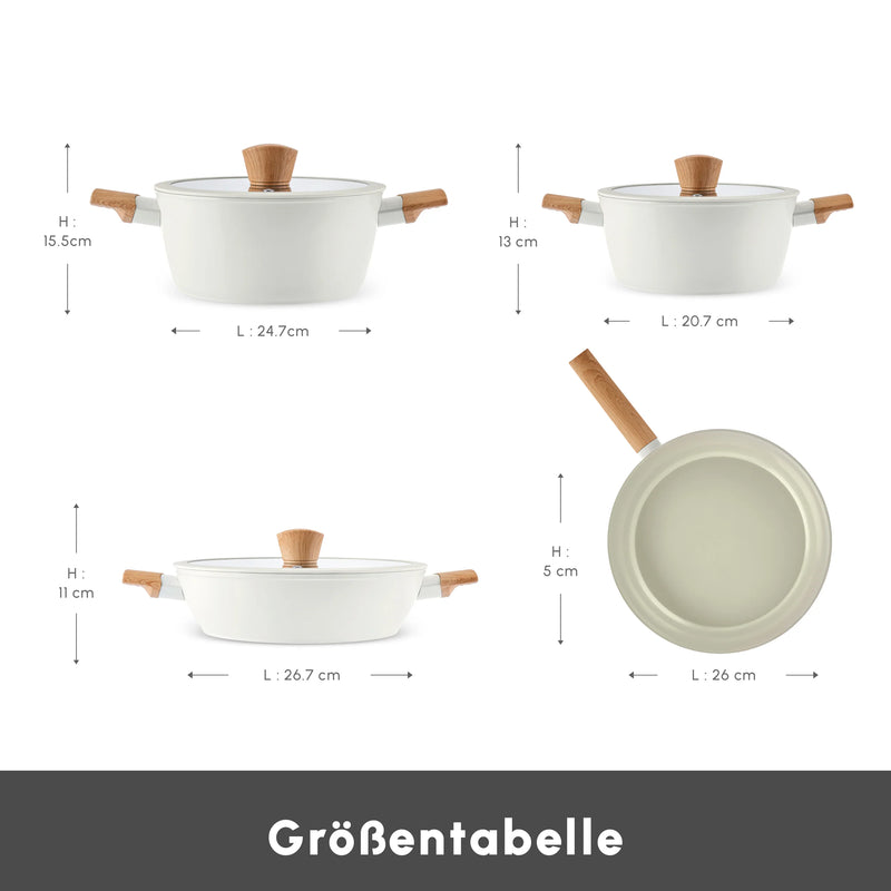 Karaca Swiss Crystal Almond Cream 7-Teiliges Topfset Induktionsgeeignet