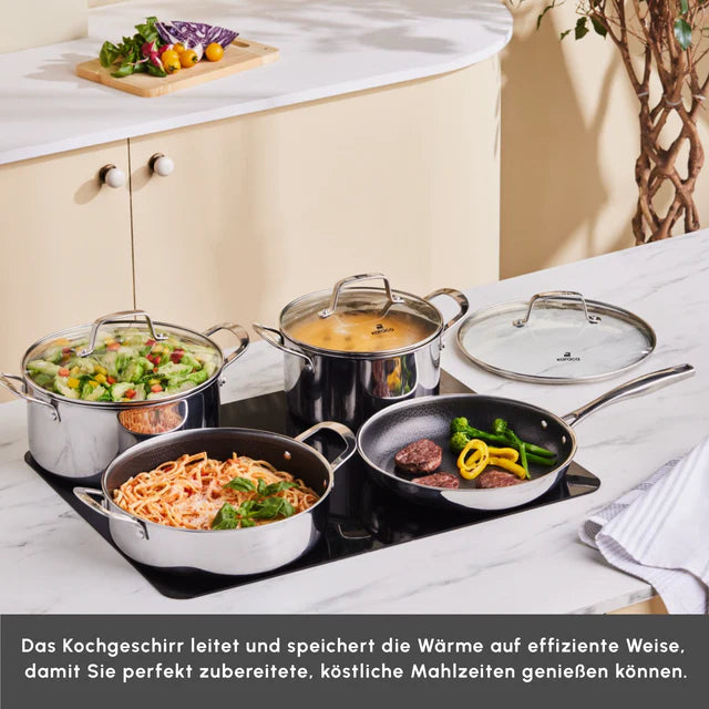 Karaca Ceramica Steel 3Ply 7-Teiliges Topfset Induktionsgeeignet