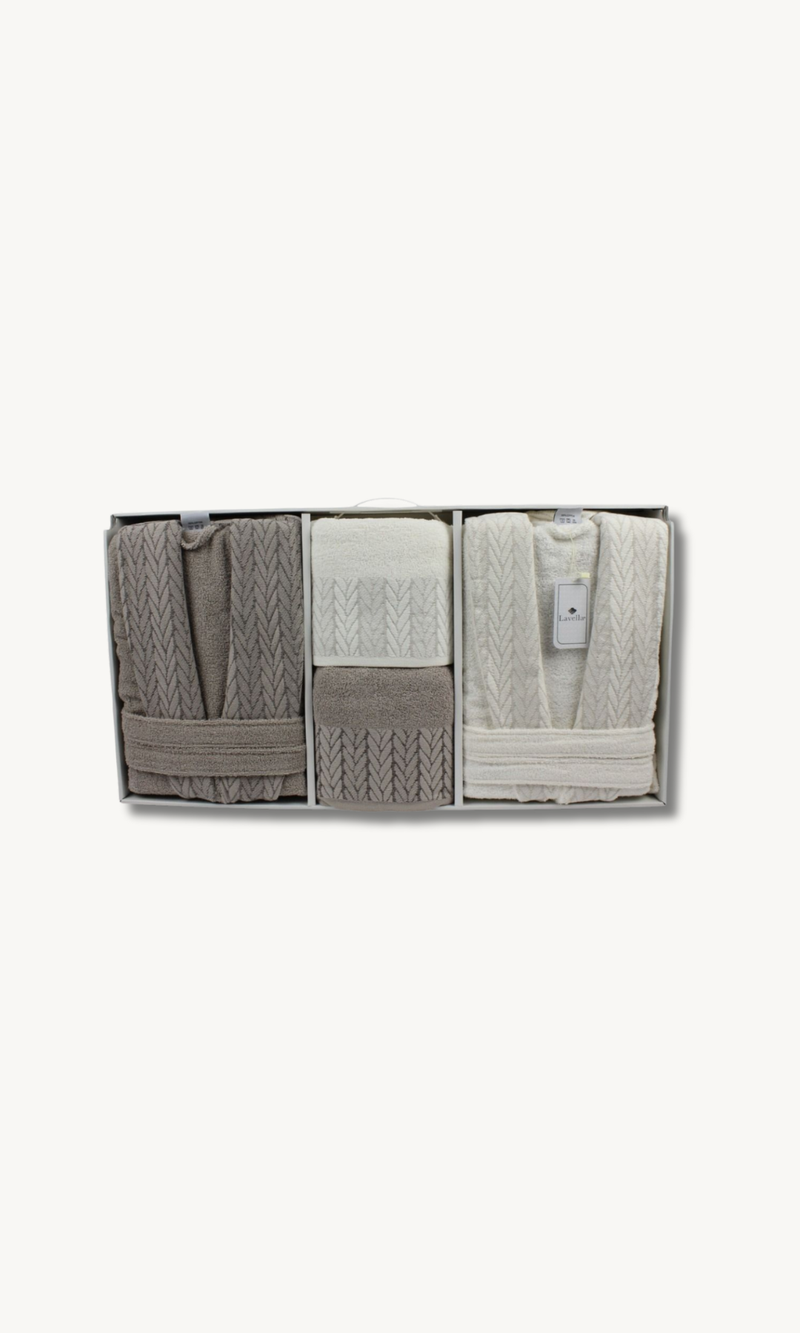 Sena Beige/Creme Bademantelset 6 teilig