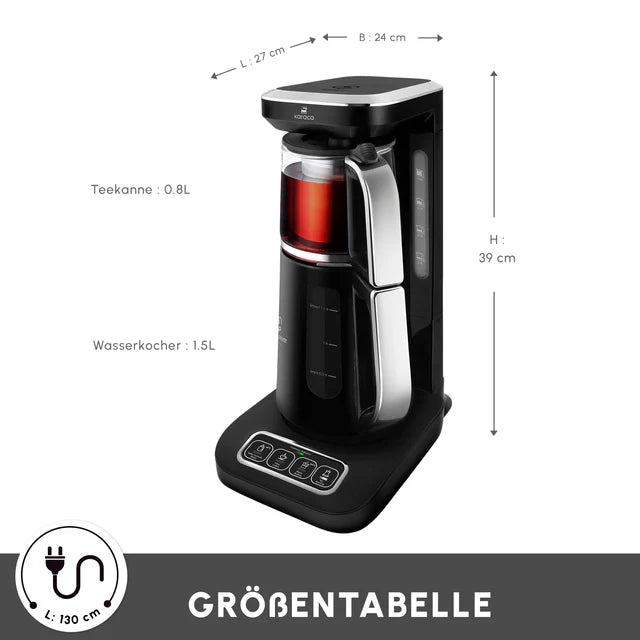 Karaca Caysever Robotea Pro 4 in 1 sprechender automatischer Teekocher Wasserkocher und Filterkaffeemaschine Chrome