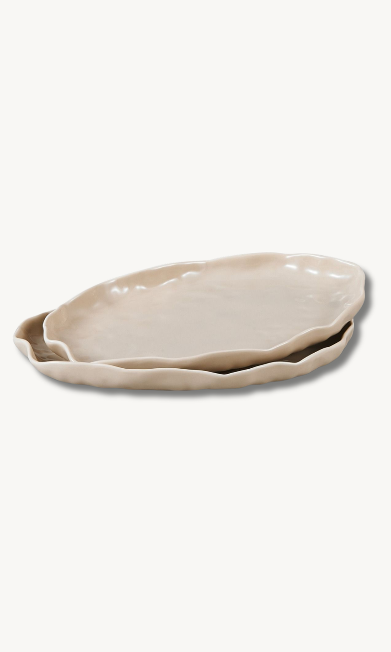 Angles Beige Porzellan Servierplatten Set  2 teilig  24,3cm