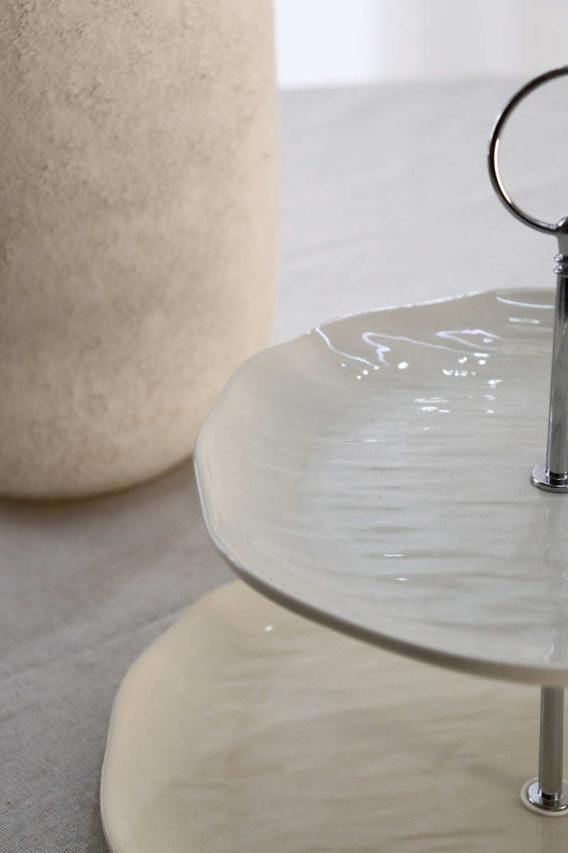 Cermico Beige Etagere 2-stöckig