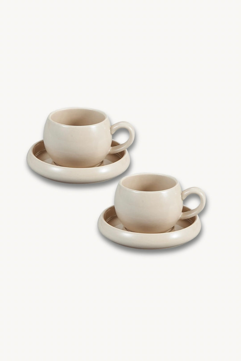 Bondy Beige Mokkatassenset 4 teilig für 2 Personen