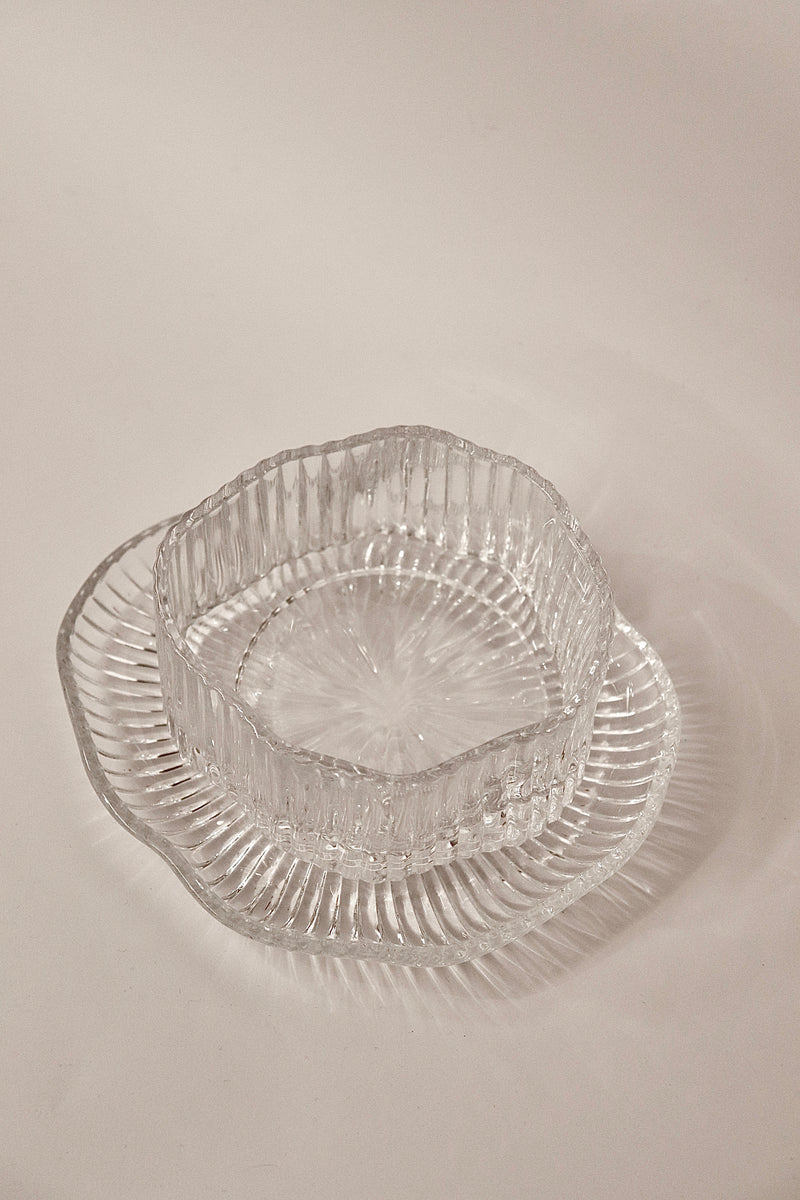 6er Glasschalen + Untersetzer Set Wavy Ripple