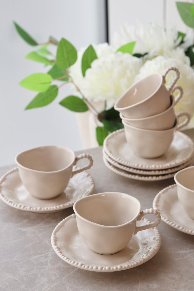 Pearls Beige Mokkaset 12 teilig für 6 Personen