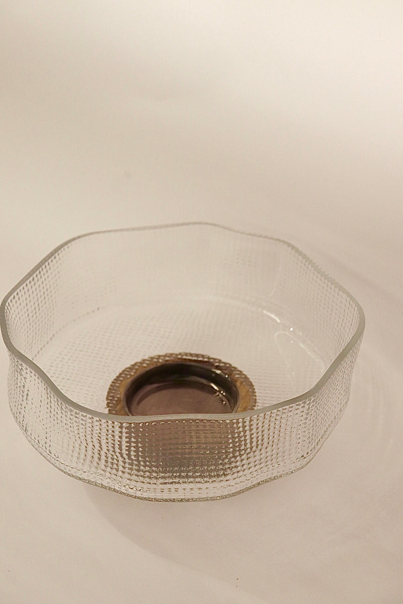 Glasschüssel auf Akaziefuß 20,5cm