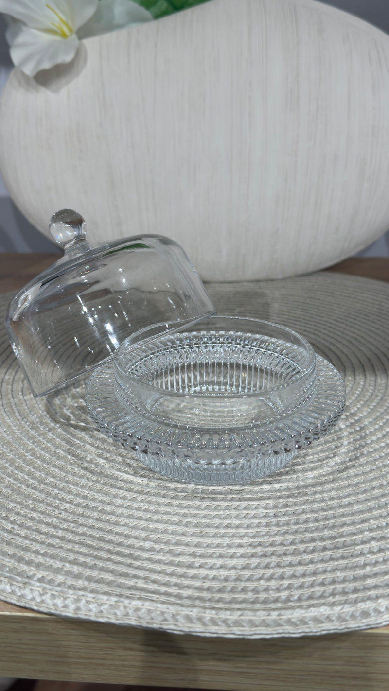 Zuckerdose aus Glas mit Deckel