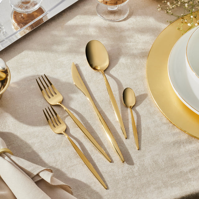 Karaca Lizbon Shiny Gold 30 teiliges Besteckset für 6 Personen
