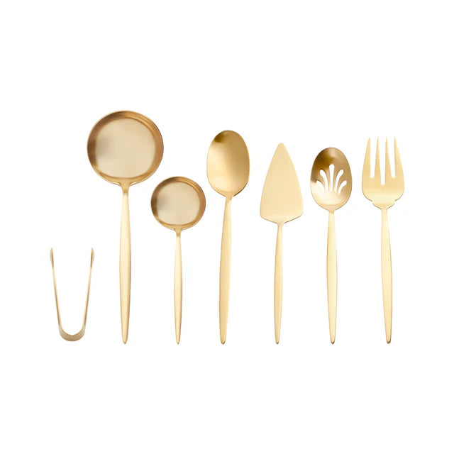 Karaca Lizbon Gold Servierbesteckset 7 teilig