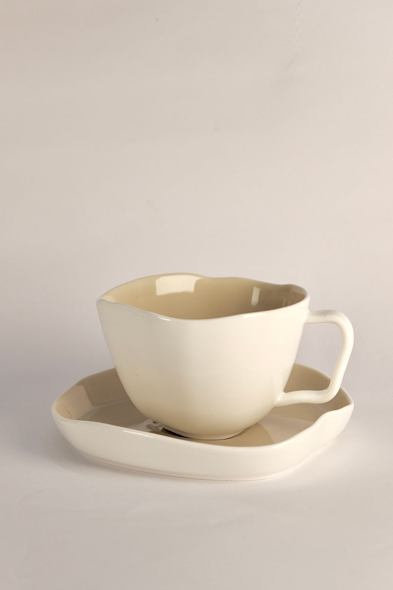 Bonnes White/Beige Kaffeeset 12 teilig für 6 Personen