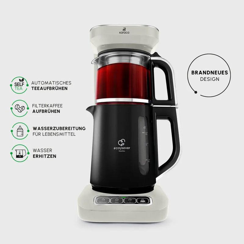 Karaca Caysever Robotea Pro 4 in 1 sprechender automatischer Teekocher Wasserkocher und Filterkaffeemaschine Starlight