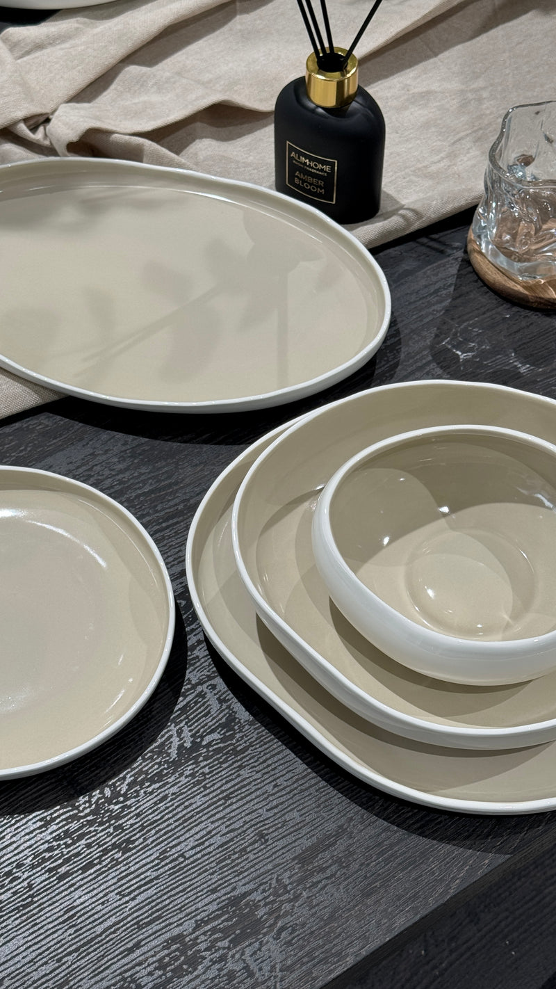 Curvy Beige 25 teiliges Tafelservice für 6 Personen