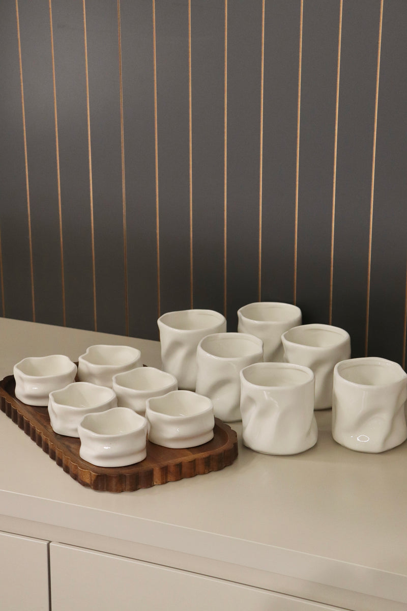 Nordic & Wave Kaffee- und Servierset mit Akazienholzplatte 13 teilig