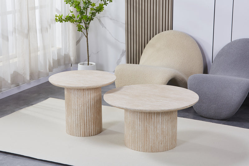 2er Set Couchtisch mit Sandsteinoptik