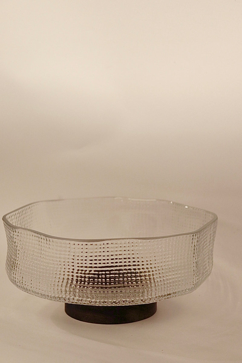 Glasschüssel auf Akaziefuß 20,5cm
