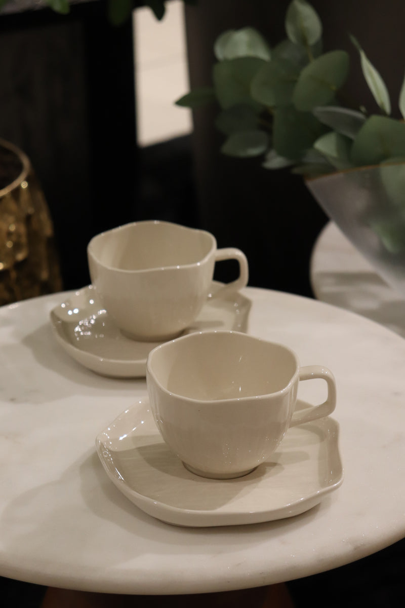 Cermico Beige Kaffeetassenset 12 teilig für 6 Personen