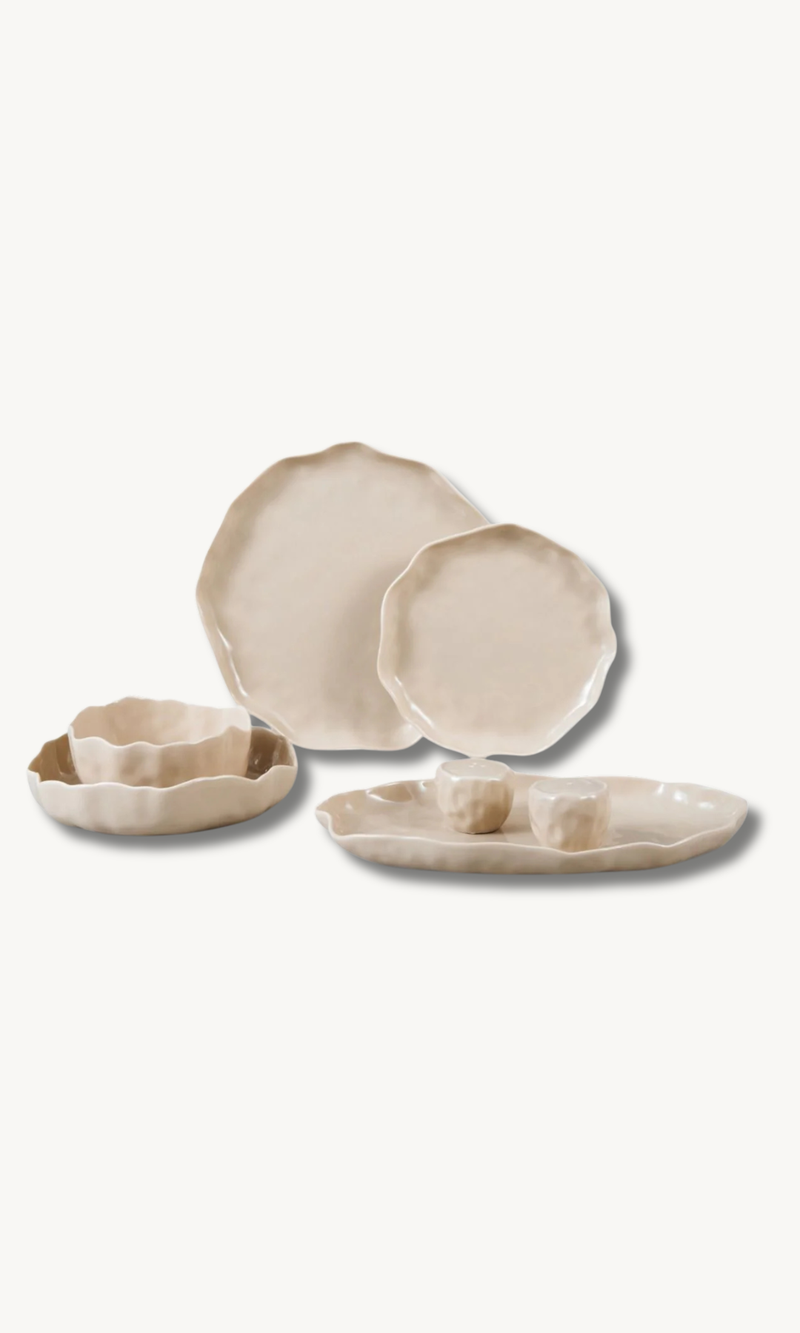 Angles Beige 27 teiliges Tafelservice für 6 Personen