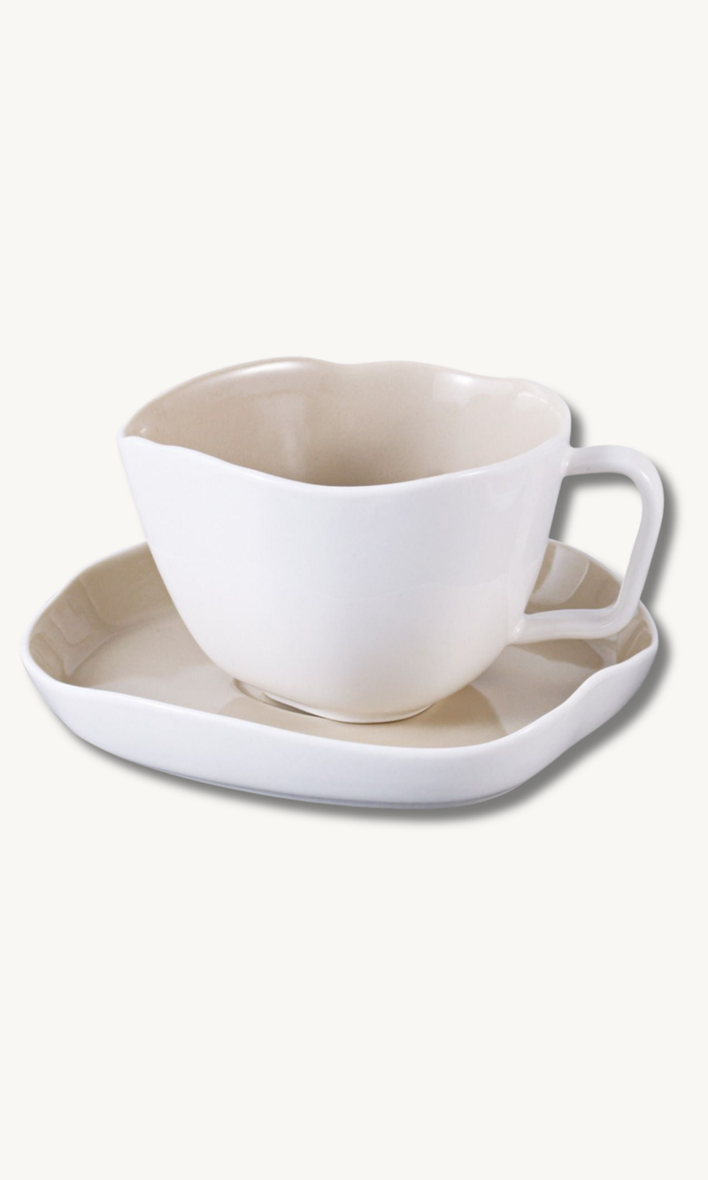Bonnes White/Beige Kaffeeset 12 teilig für 6 Personen