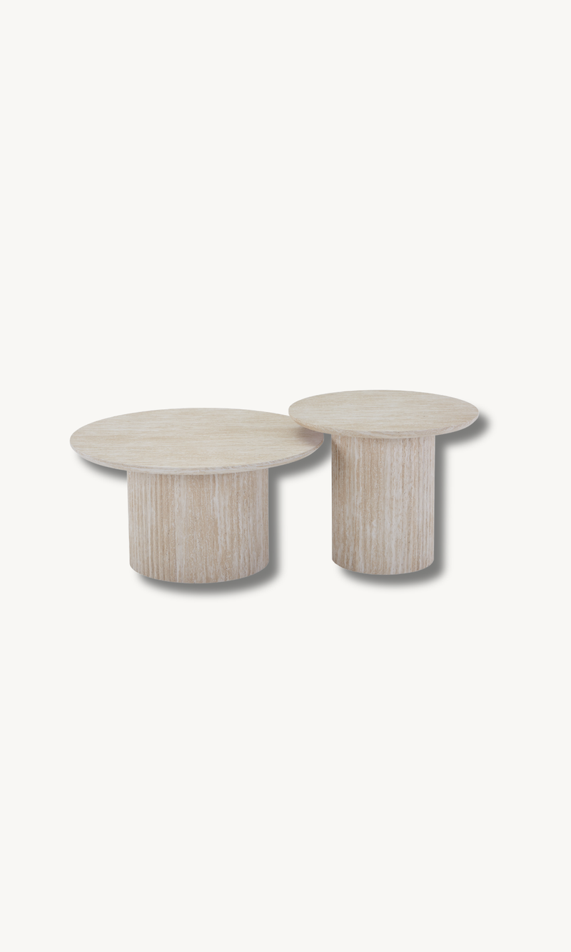 2er Set Couchtisch mit Sandsteinoptik