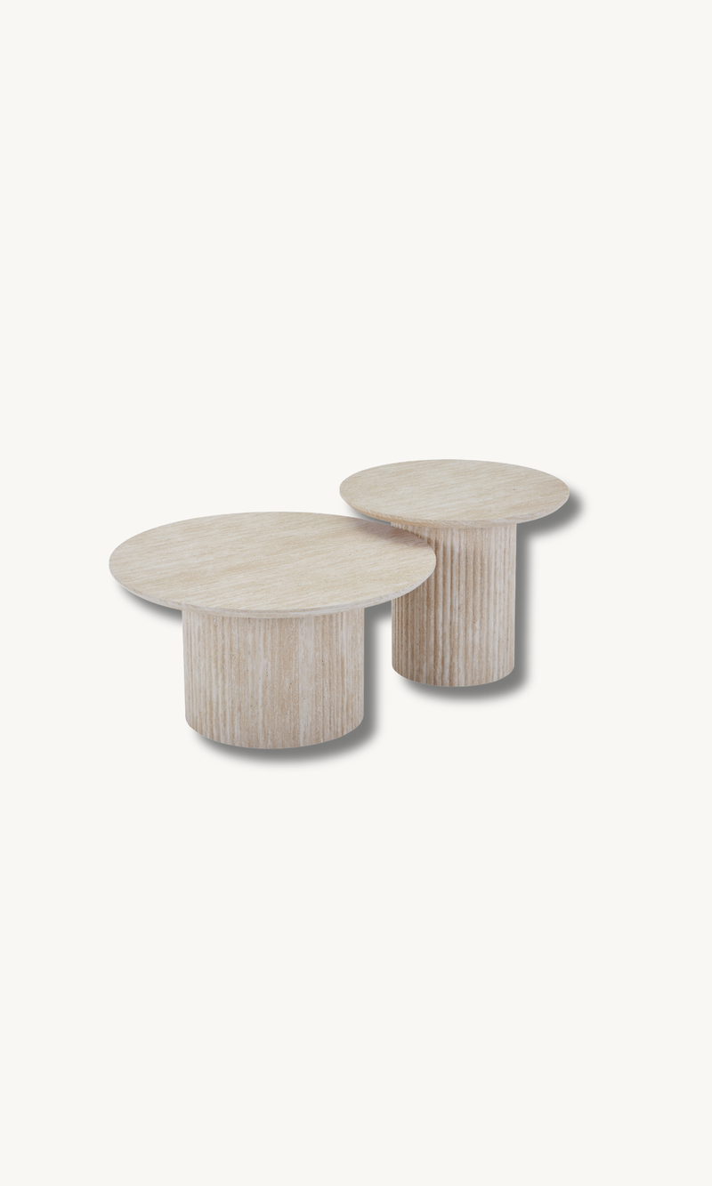 2er Set Couchtisch mit Sandsteinoptik