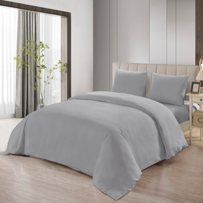 Sade Grau Bettwäscheset 4 teilig für Doppelbett 200x220cm