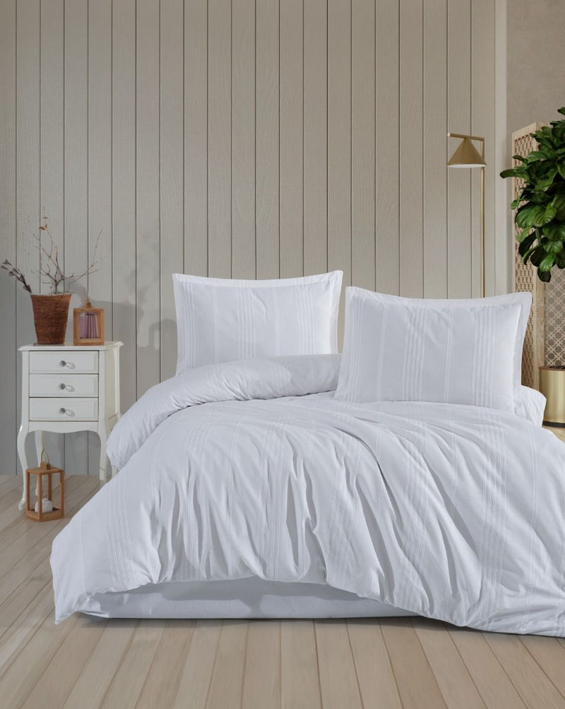 Tayla Weiss Bettwäscheset 4 teilig für Doppelbett 200x220cm